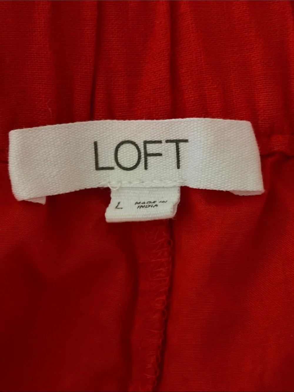 LOFT Red Eyelet Cotton Shorts - Picture 5 of 8